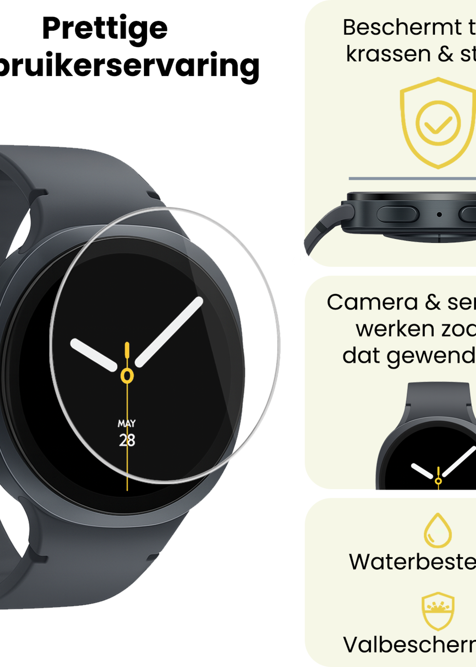 LUQ LUQ Samsung Galaxy Watch 8 (44 mm) Screenprotector - 3 PACK