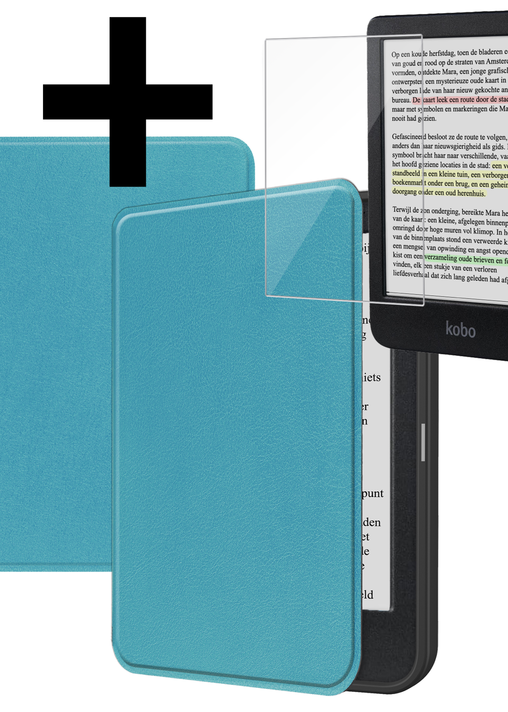 LUQ LUQ Kobo Clara Colour Hoesje Met Screenprotector - Turquoise
