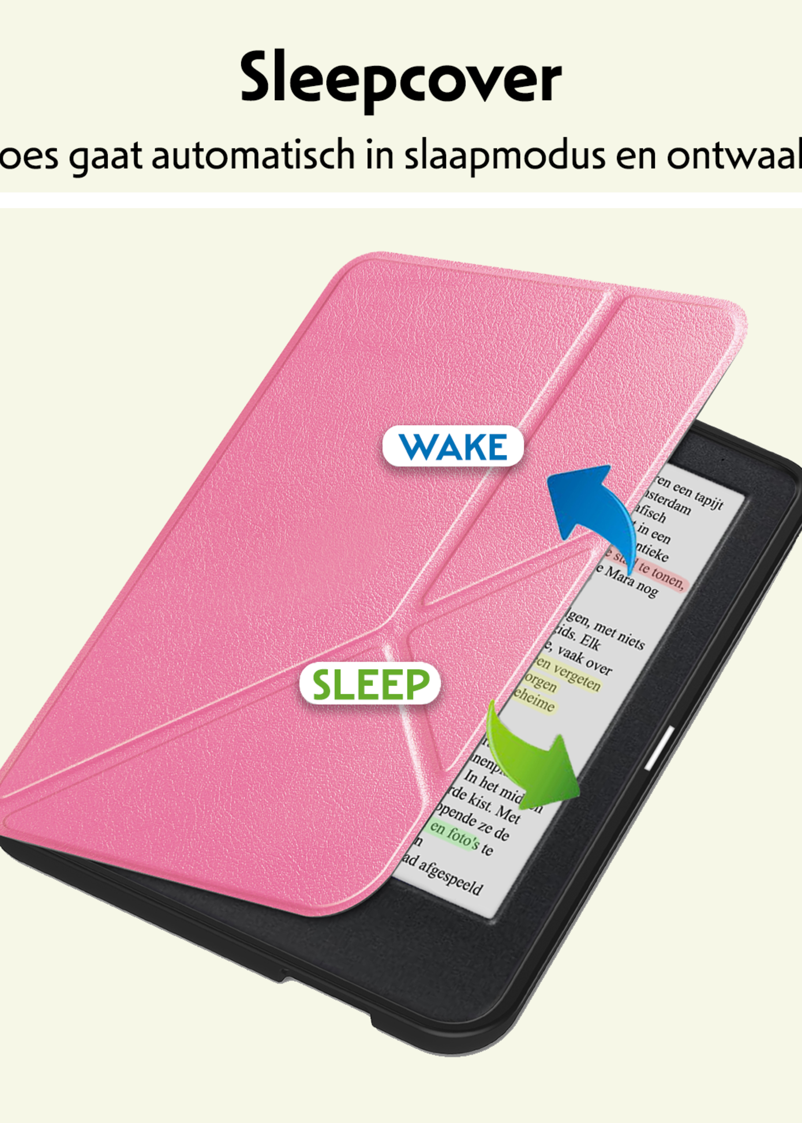 LUQ LUQ Kobo Clara Colour Hoesje Trifold Met Screenprotector - Roze