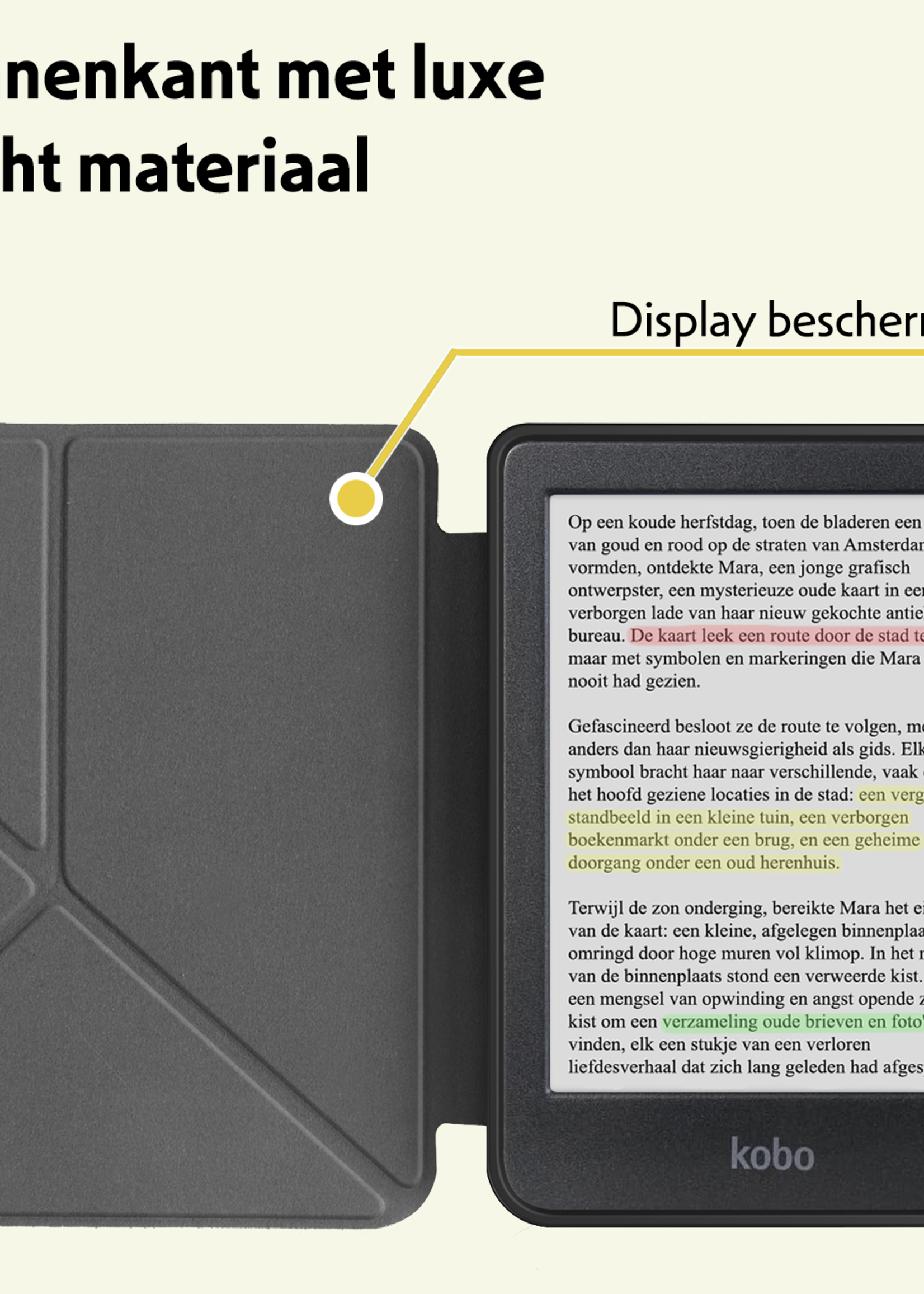 LUQ LUQ Kobo Clara Colour Hoesje Trifold Met Screenprotector - Roze