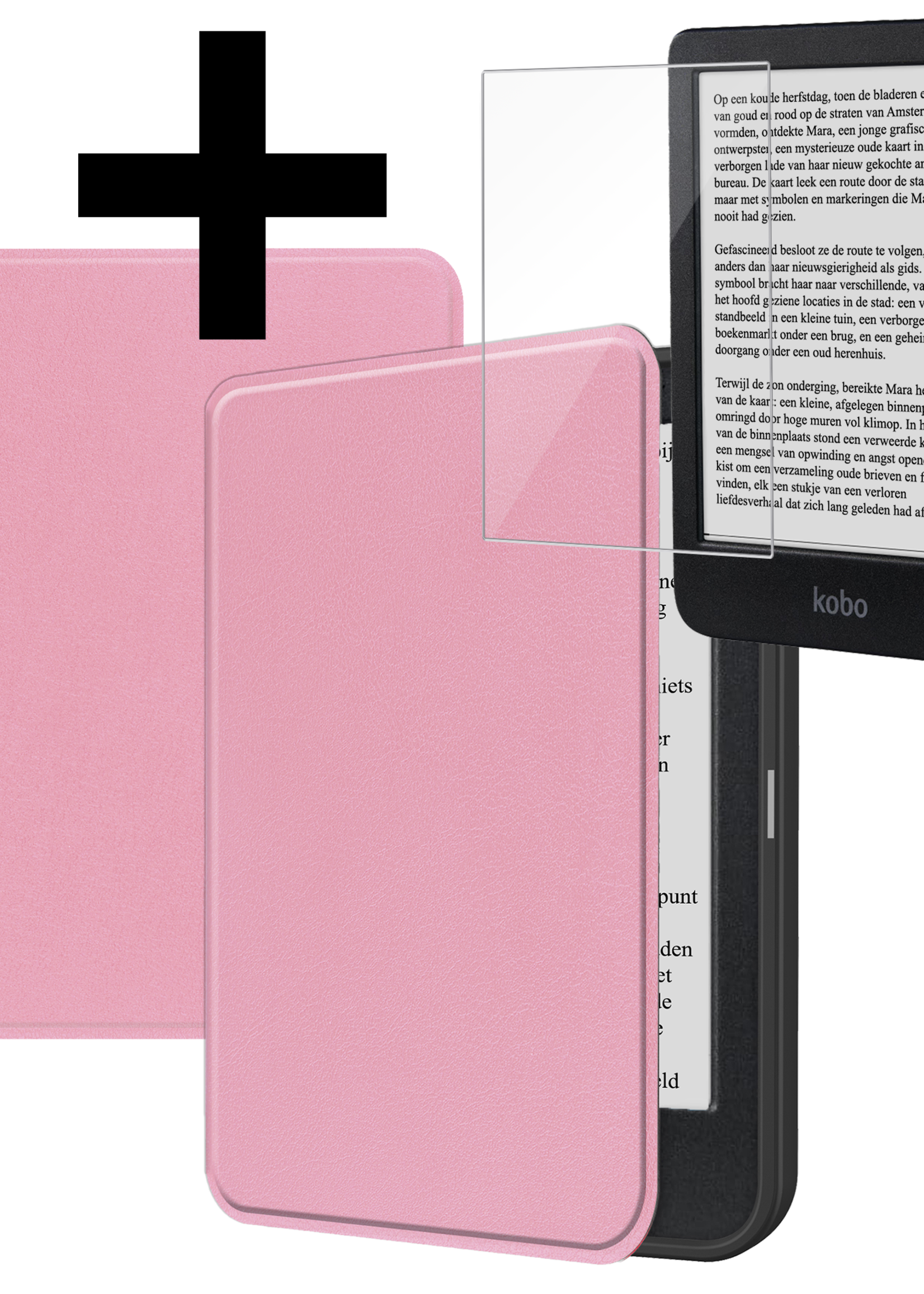 LUQ LUQ Kobo Clara BW Hoesje Met Screenprotector - Roze