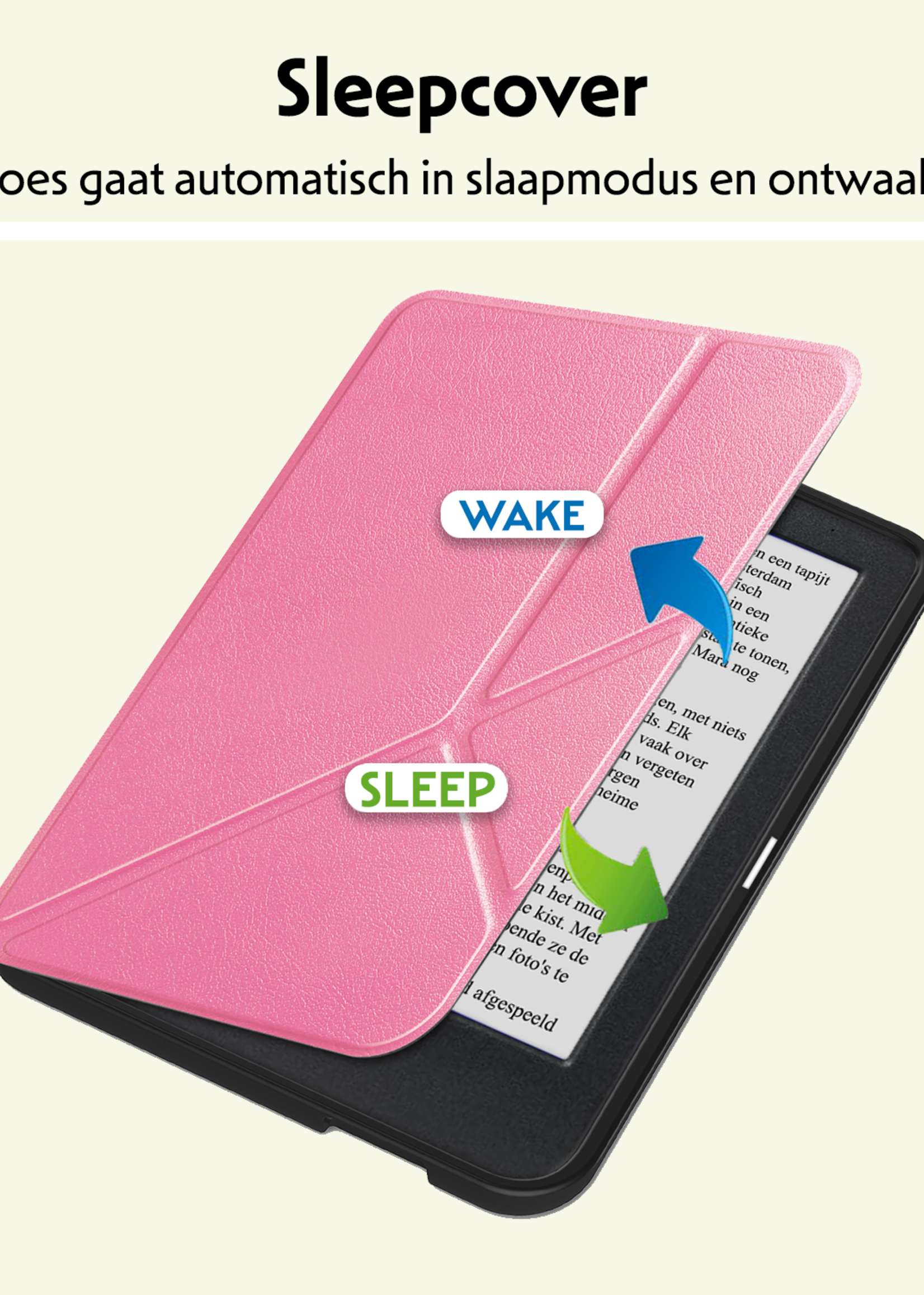 LUQ LUQ Kobo Clara BW Hoesje Trifold Met Screenprotector - Roze