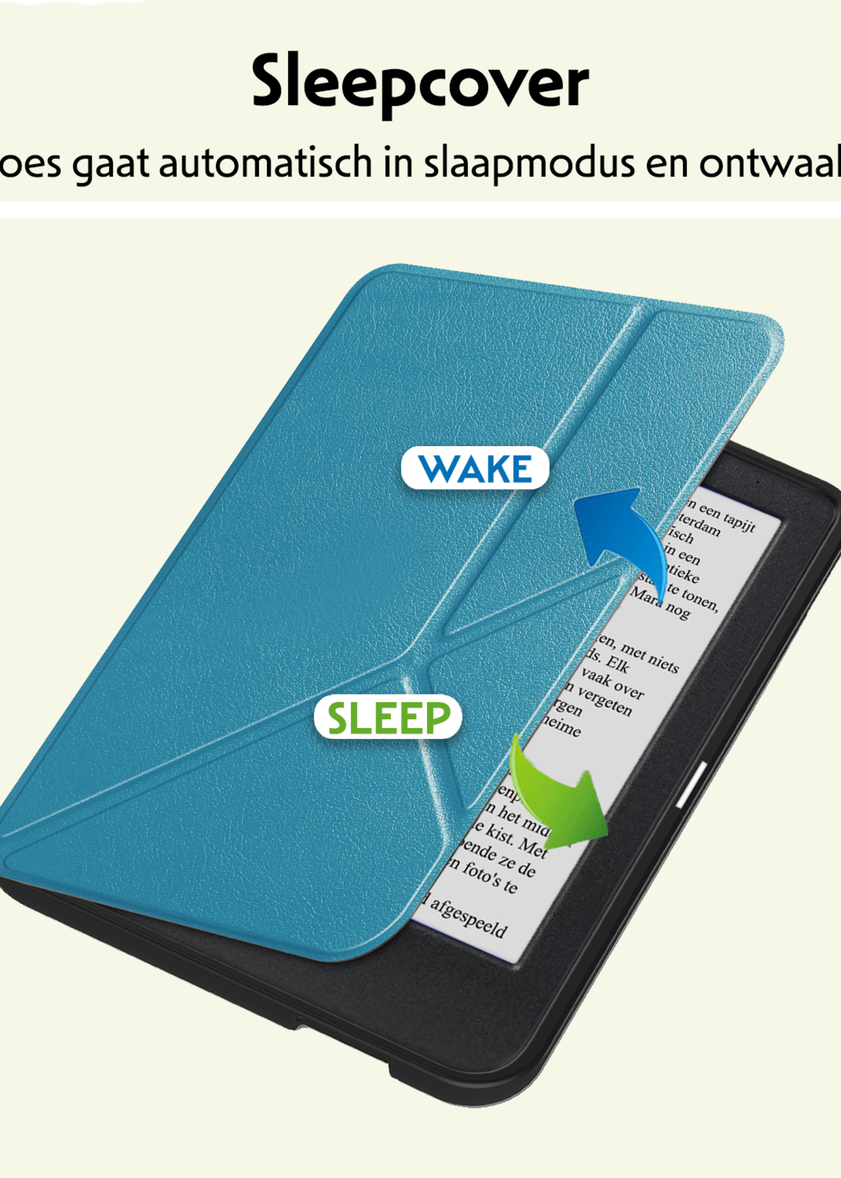 LUQ LUQ Kobo Clara BW Hoesje Trifold Met Screenprotector - Turquoise