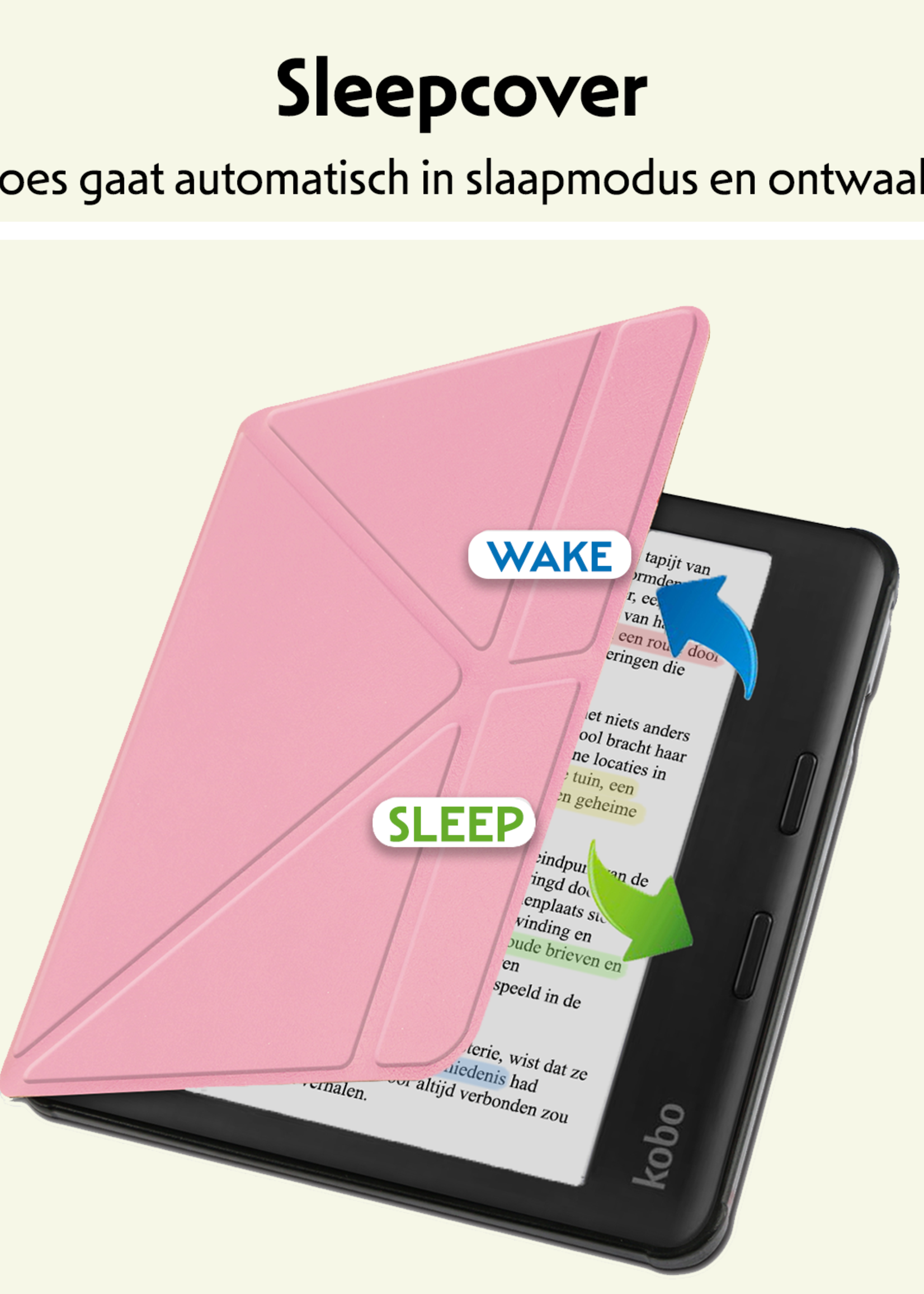 LUQ LUQ Kobo Libra Colour Hoesje Met Screenprotector - Roze