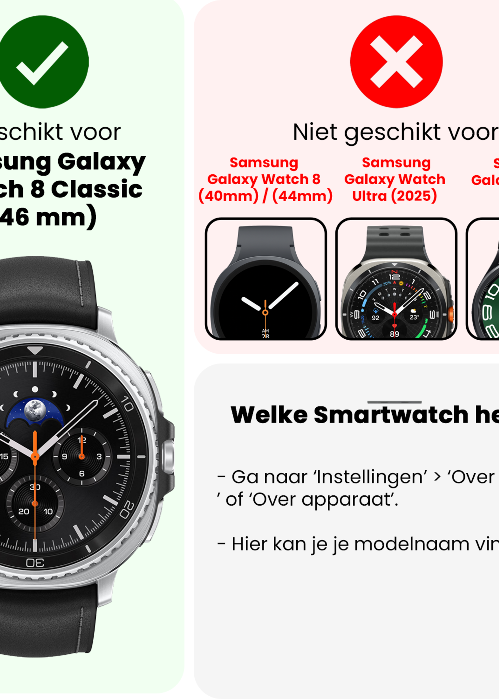 LUQ LUQ Samsung Galaxy Watch 8 Classic (46 mm) Screenprotector - 3 PACK