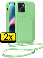 LUQ LUQ iPhone 13 Hoesje Pashouder met Koord - Groen - 2 PACK
