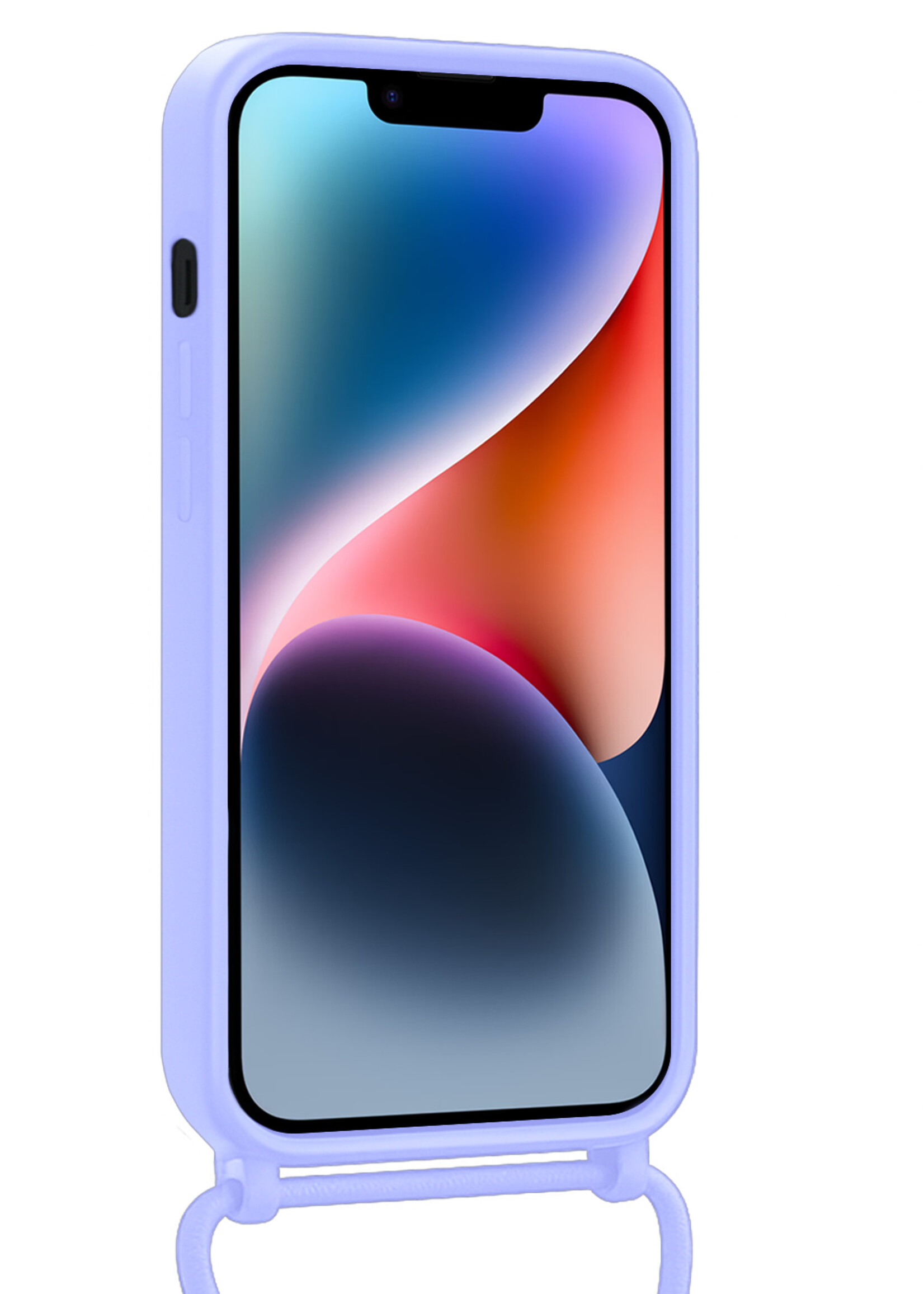 LUQ LUQ iPhone 13 Hoesje Pashouder met Koord - Lila - 2 PACK