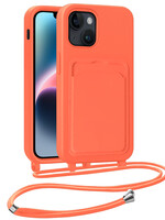 LUQ LUQ iPhone 13 Hoesje Pashouder met Koord - Papaya