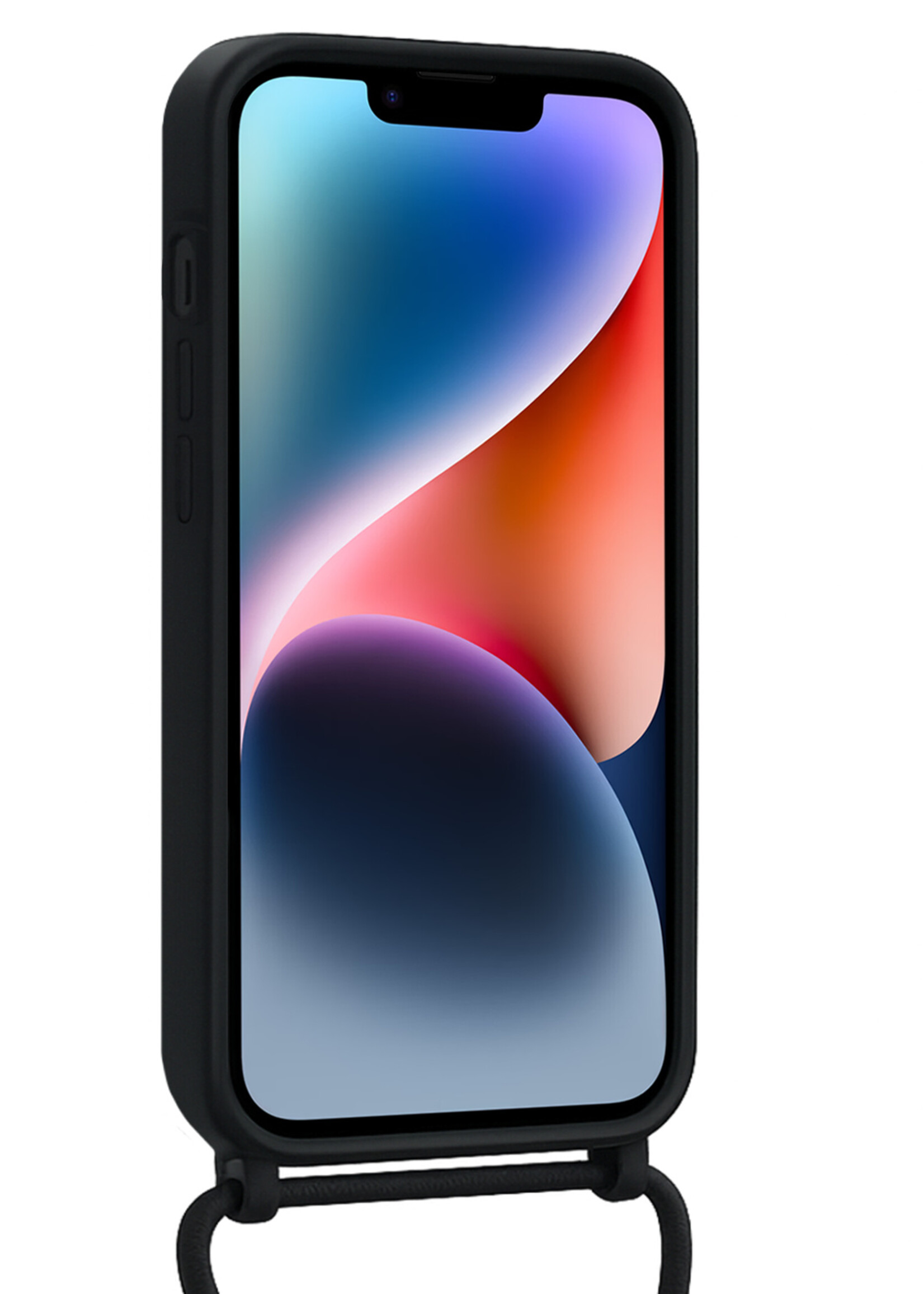 LUQ LUQ iPhone 13 Hoesje Pashouder met Koord - Zwart - 2 PACK