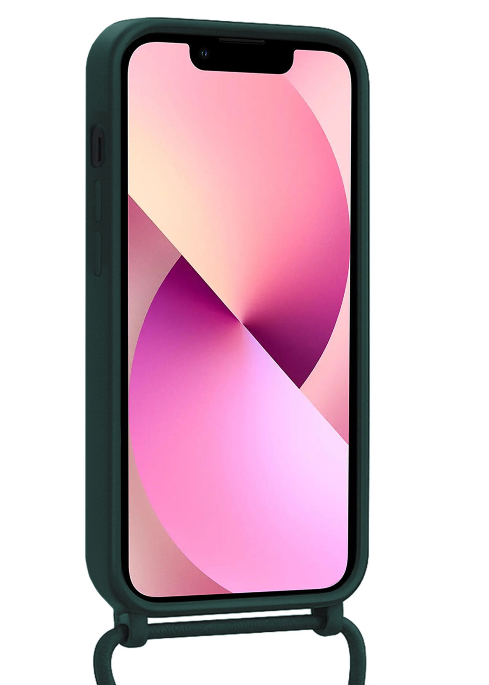 LUQ LUQ iPhone 13 Pro Hoesje Pashouder met Koord - Donkergroen - 2 PACK