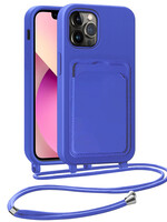 LUQ LUQ iPhone 13 Pro Hoesje Pashouder met Koord - Fel Blauw