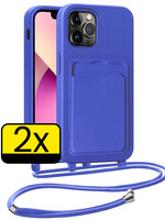 LUQ LUQ iPhone 13 Pro Hoesje Pashouder met Koord - Fel Blauw - 2 PACK