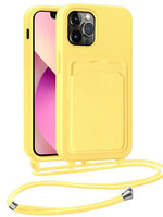 LUQ LUQ iPhone 13 Pro Hoesje Pashouder met Koord - Geel