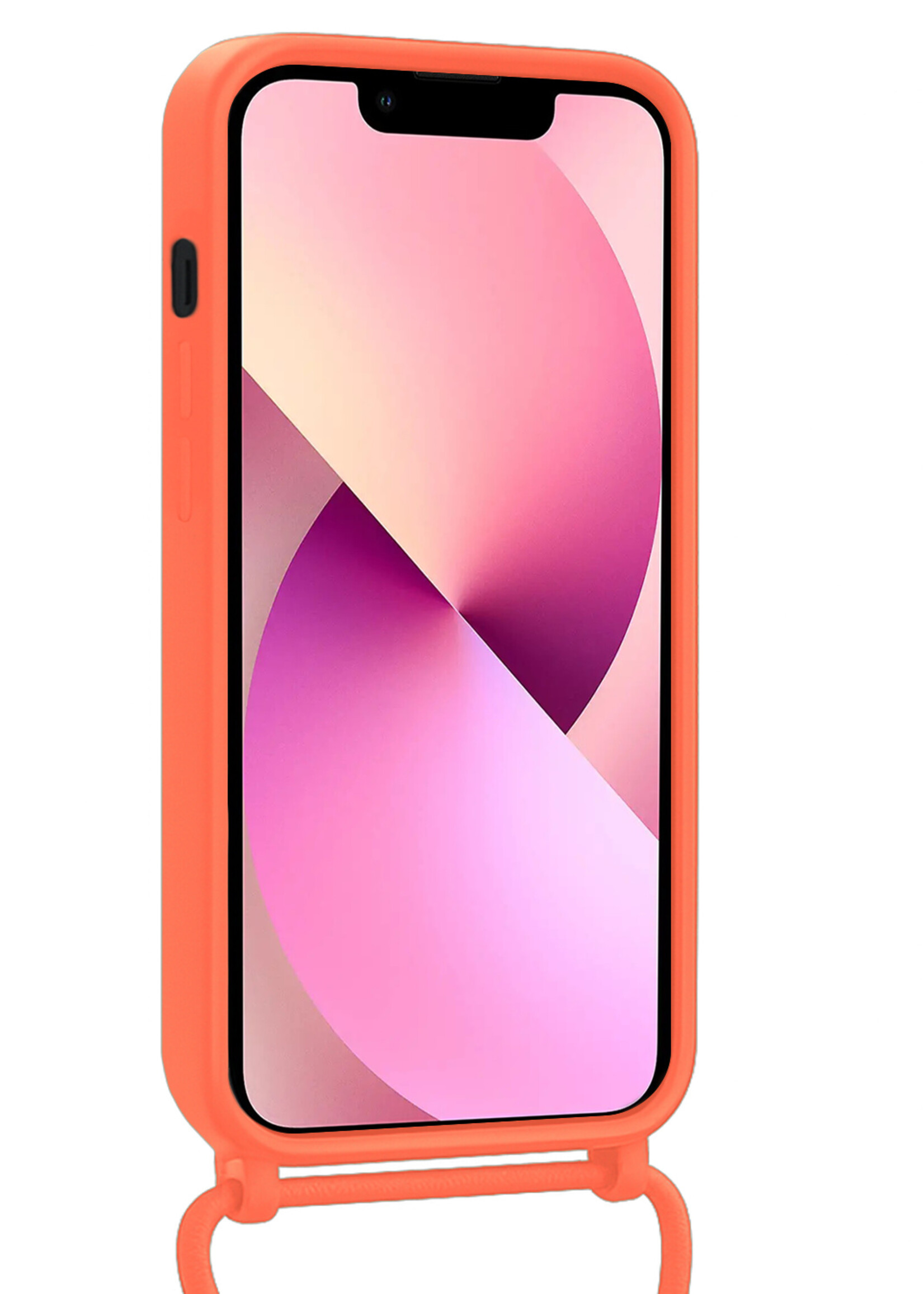 LUQ LUQ iPhone 13 Pro Hoesje Pashouder met Koord - Papaya - 2 PACK