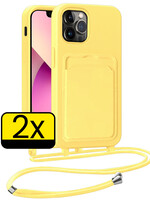 LUQ LUQ iPhone 13 Pro Max Hoesje Pashouder met Koord - Geel - 2 PACK