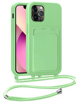 LUQ LUQ iPhone 13 Pro Max Hoesje Pashouder met Koord - Groen