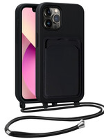 LUQ LUQ iPhone 13 Pro Max Hoesje Pashouder met Koord - Zwart