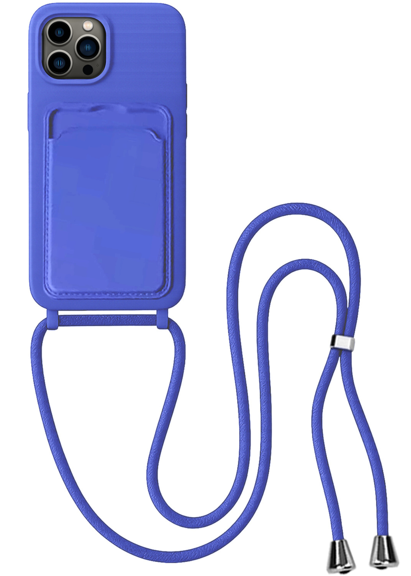 LUQ LUQ iPhone 14 Plus Hoesje Pashouder met Koord Met Screenprotector - Donkergroen