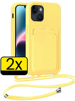 LUQ LUQ iPhone 14 Plus Hoesje Pashouder met Koord - Geel - 2 PACK