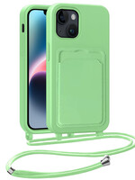LUQ LUQ iPhone 14 Plus Hoesje Pashouder met Koord - Groen