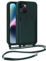 LUQ LUQ iPhone 14 Hoesje Pashouder met Koord - Donkergroen