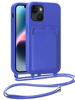 LUQ LUQ iPhone 14 Hoesje Pashouder met Koord - Fel Blauw