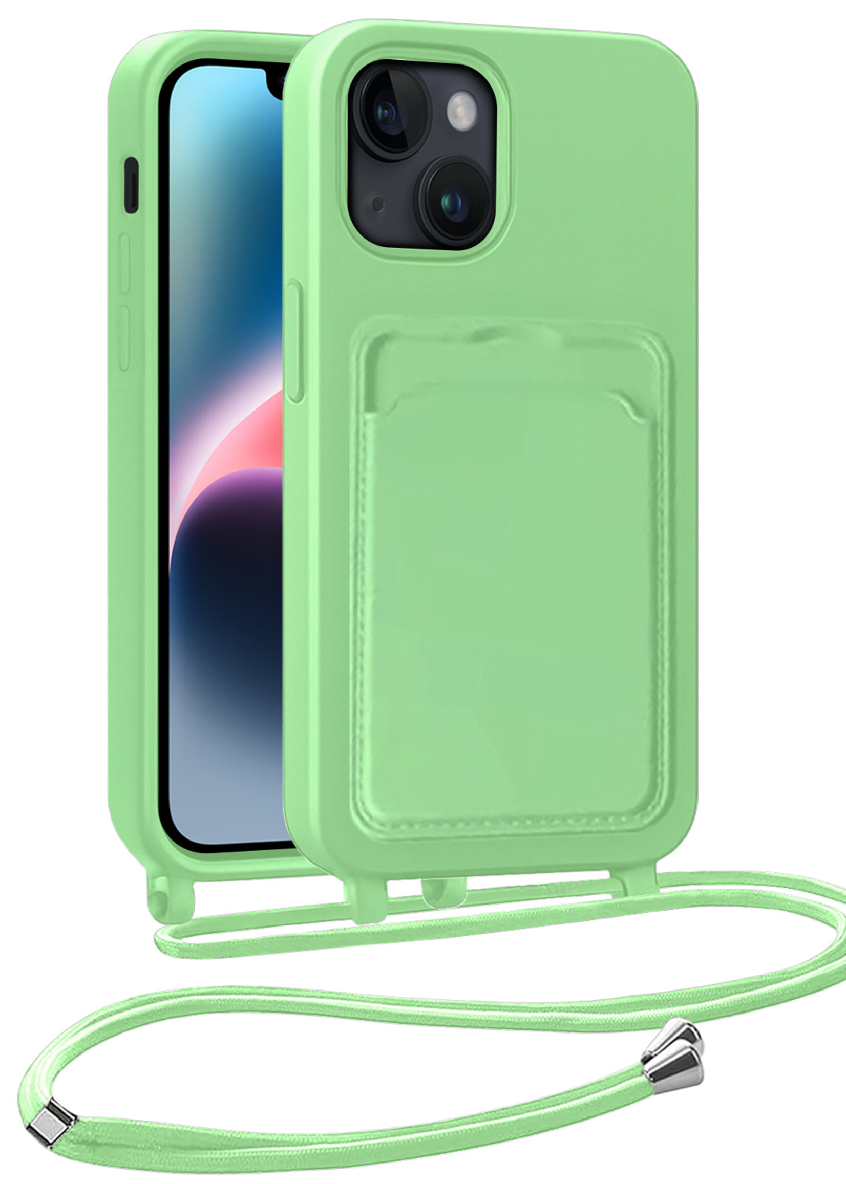 LUQ LUQ iPhone 14 Hoesje Pashouder met Koord - Groen