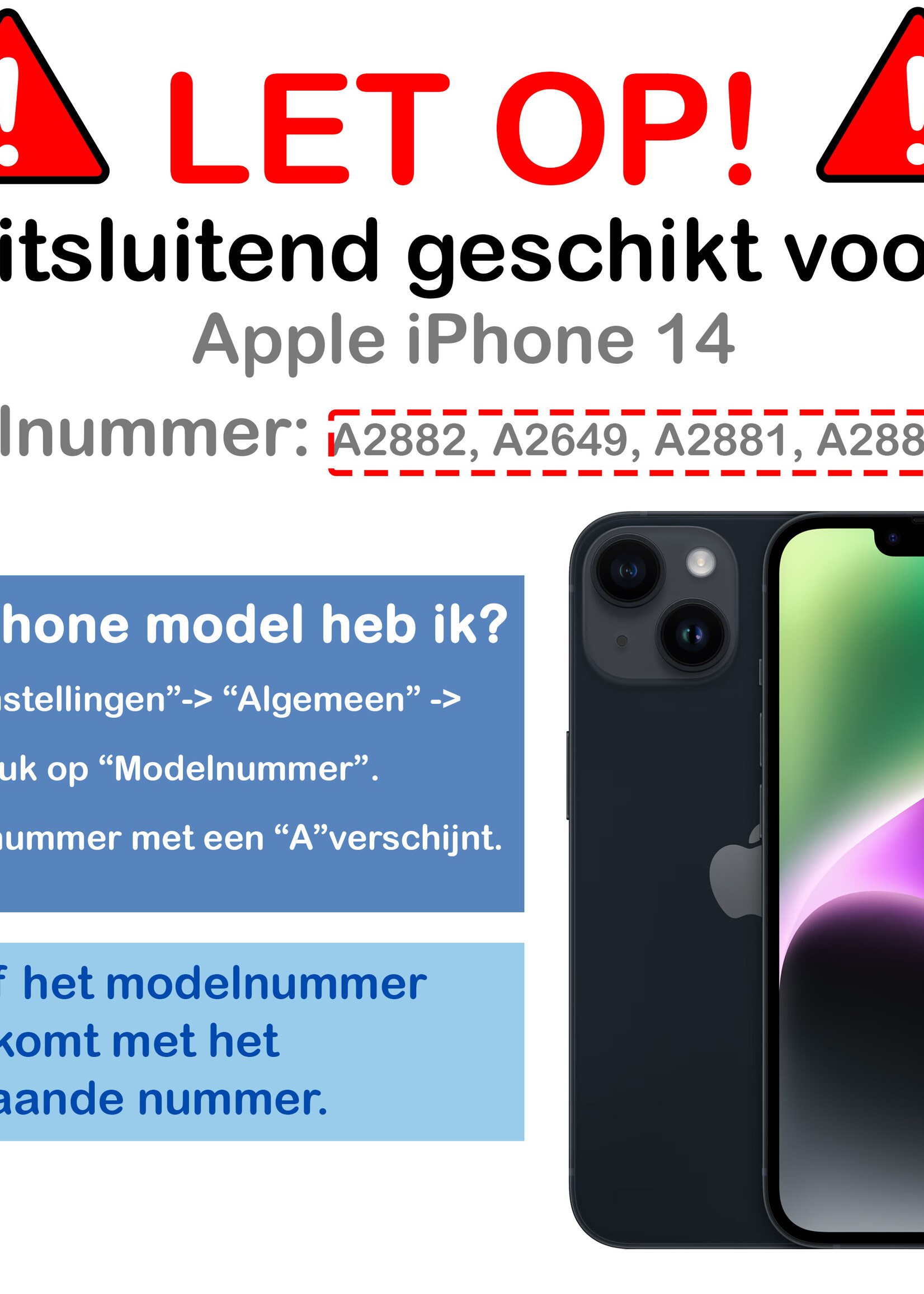 LUQ LUQ iPhone 14 Hoesje Pashouder met Koord Met 2x Screenprotector - Lichtroze
