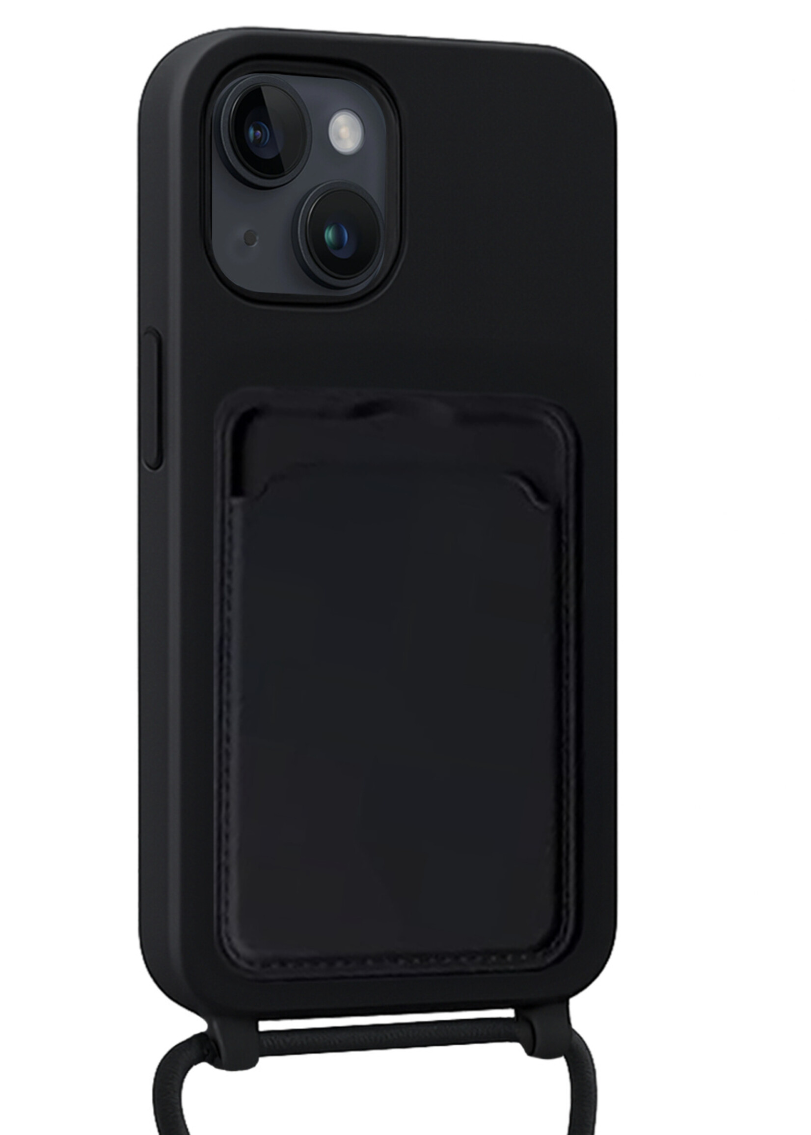 LUQ LUQ iPhone 14 Hoesje Pashouder met Koord - Zwart