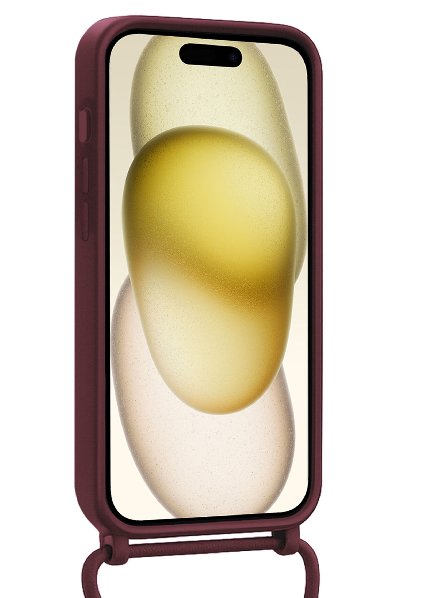 LUQ LUQ iPhone 14 Pro Hoesje Pashouder met Koord - Aubergine - 2 PACK