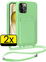 LUQ LUQ iPhone 14 Pro Hoesje Pashouder met Koord - Groen - 2 PACK