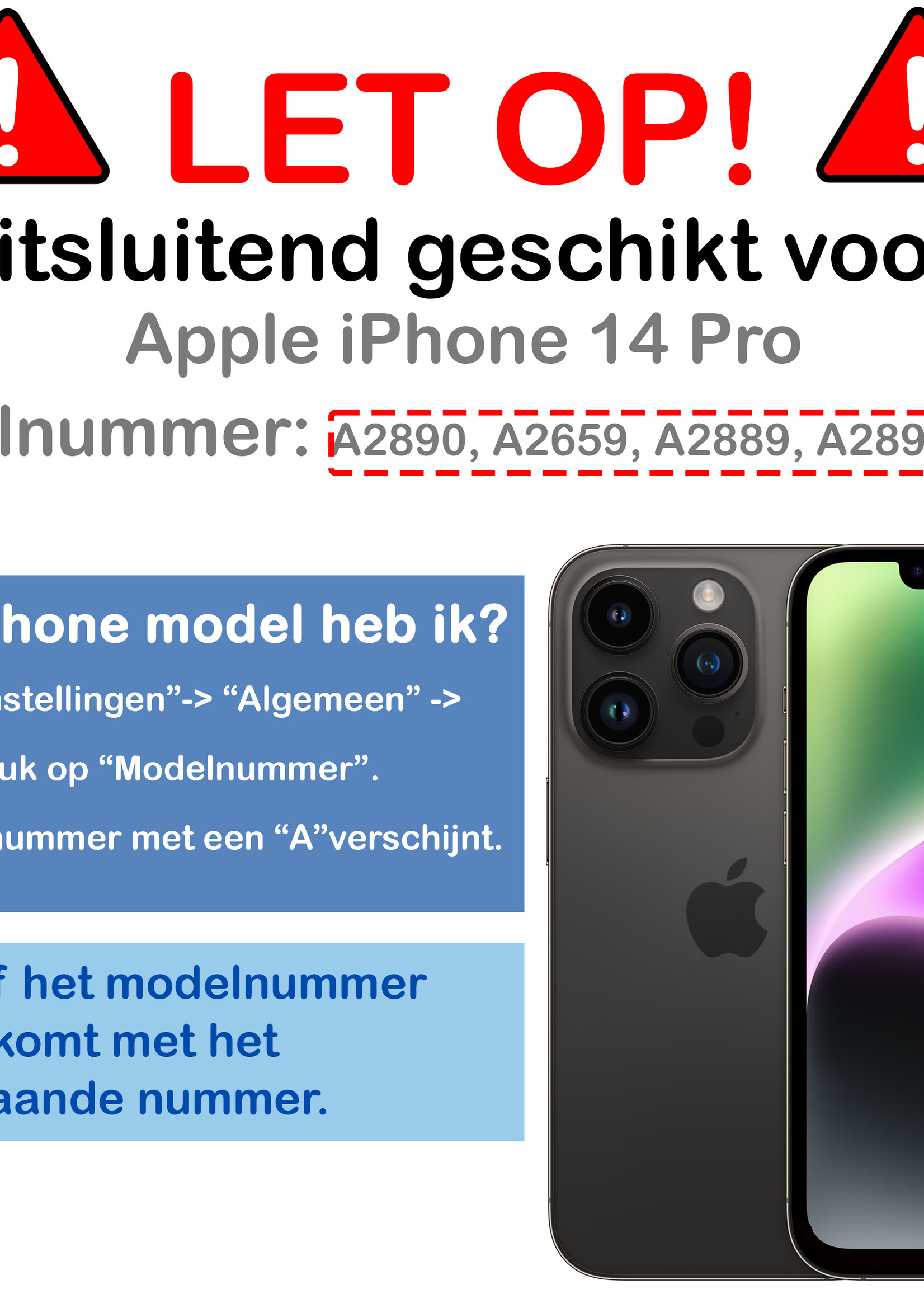 LUQ LUQ iPhone 14 Pro Hoesje Pashouder met Koord Met 2x Screenprotector - Lichtroze