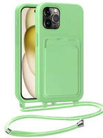 LUQ LUQ iPhone 14 Pro Max Hoesje Pashouder met Koord - Groen