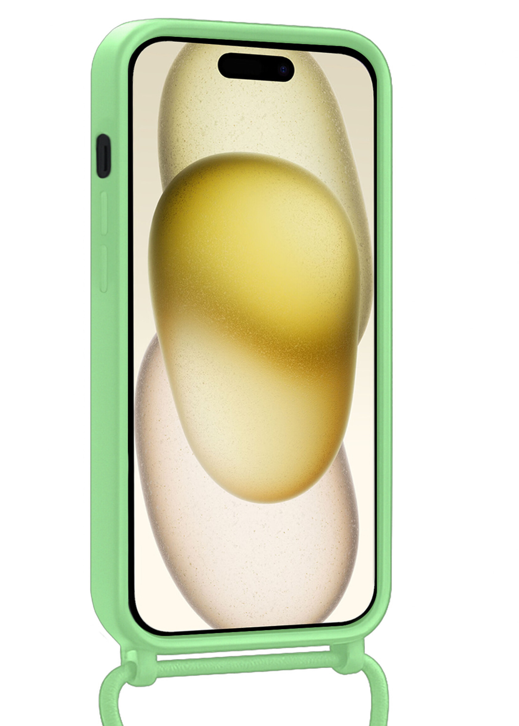 LUQ LUQ iPhone 15 Plus Hoesje Pashouder met Koord Met Screenprotector - Groen