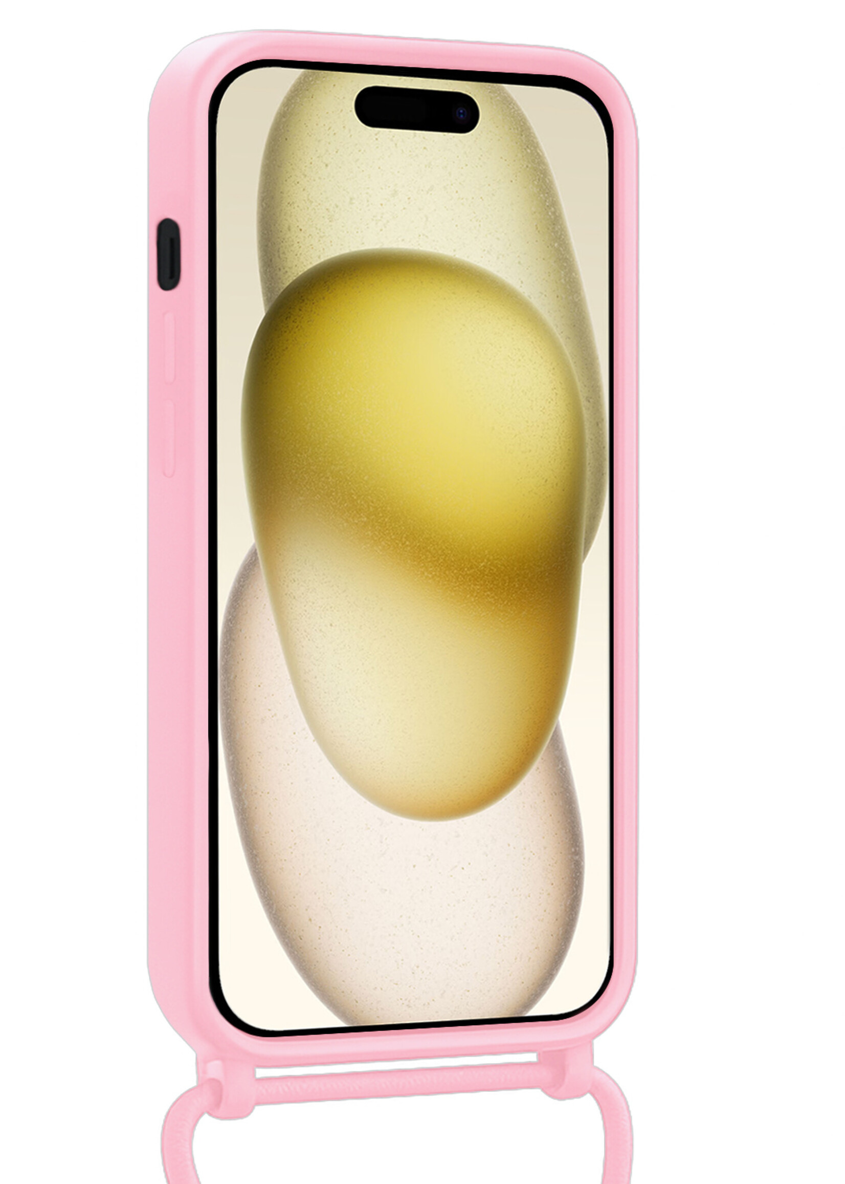 LUQ LUQ iPhone 15 Plus Hoesje Pashouder met Koord - Lichtroze - 2 PACK