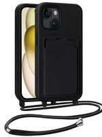 LUQ LUQ iPhone 15 Hoesje Pashouder met Koord - Zwart