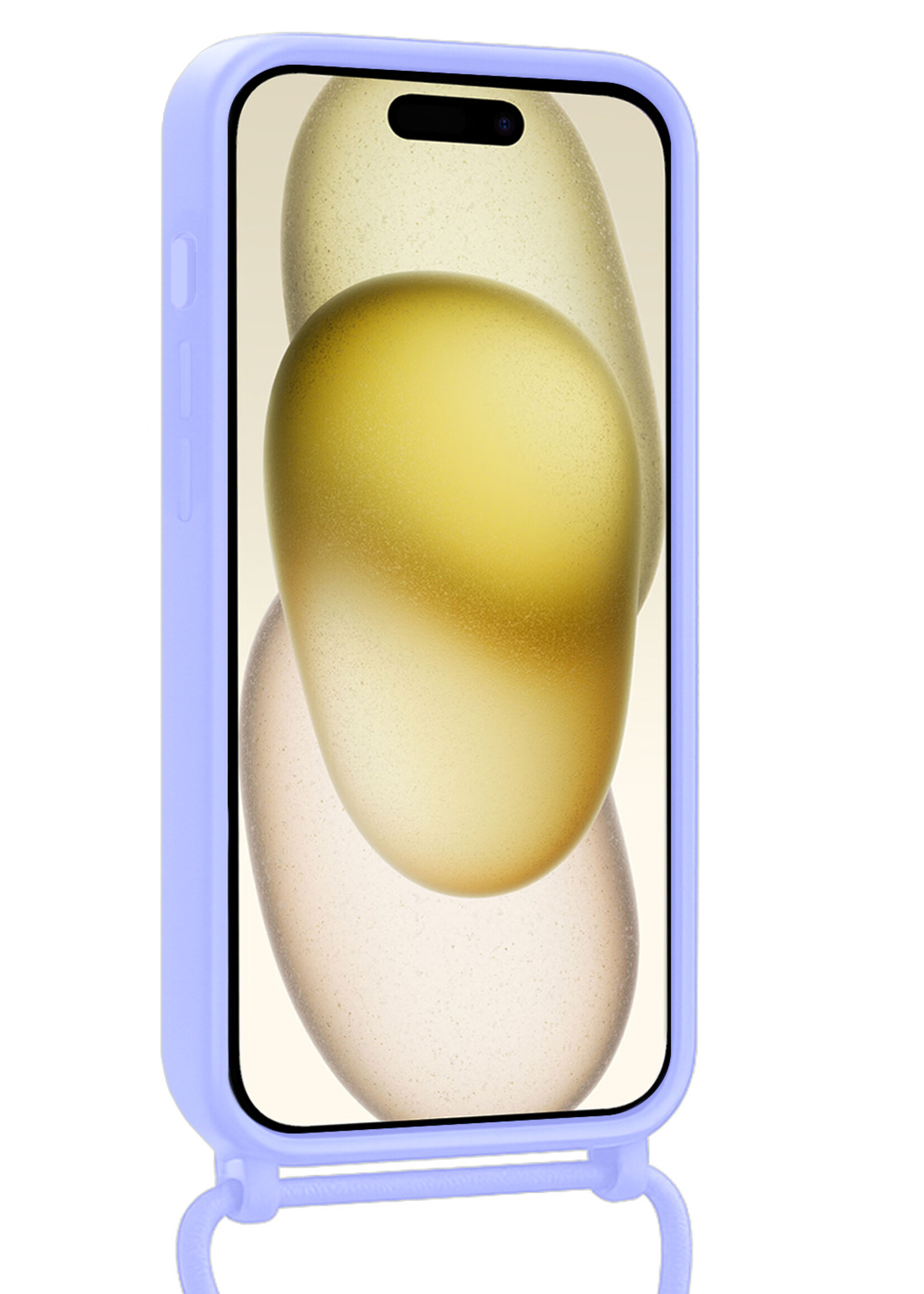 LUQ LUQ iPhone 15 Pro Hoesje Pashouder met Koord Met 2x Screenprotector - Lila