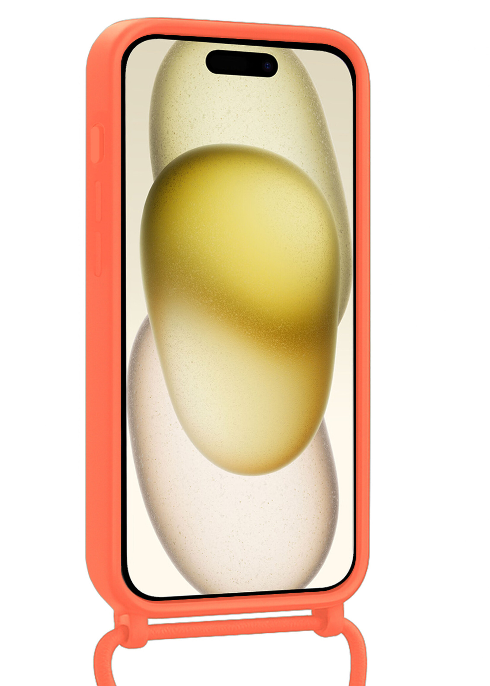 LUQ LUQ iPhone 15 Pro Hoesje Pashouder met Koord - Papaya