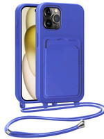 LUQ LUQ iPhone 15 Pro Max Hoesje Pashouder met Koord - Fel Blauw