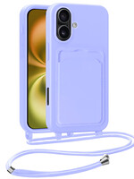 LUQ LUQ iPhone 16 Plus Hoesje Pashouder met Koord - Lila