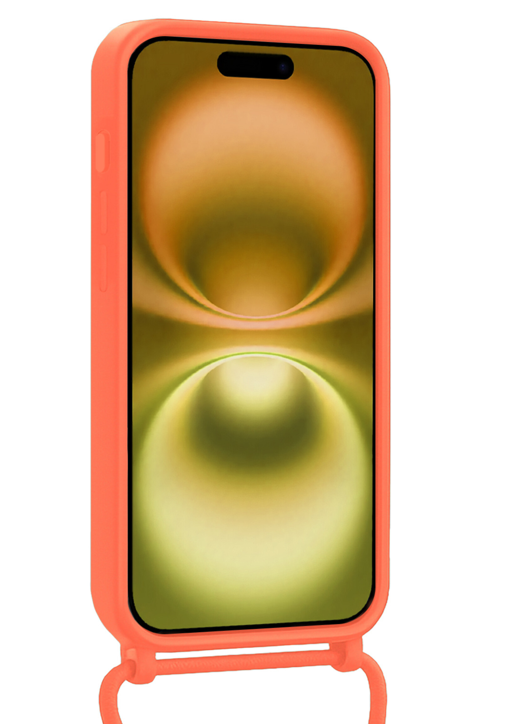 LUQ LUQ iPhone 16 Plus Hoesje Pashouder met Koord - Papaya - 2 PACK