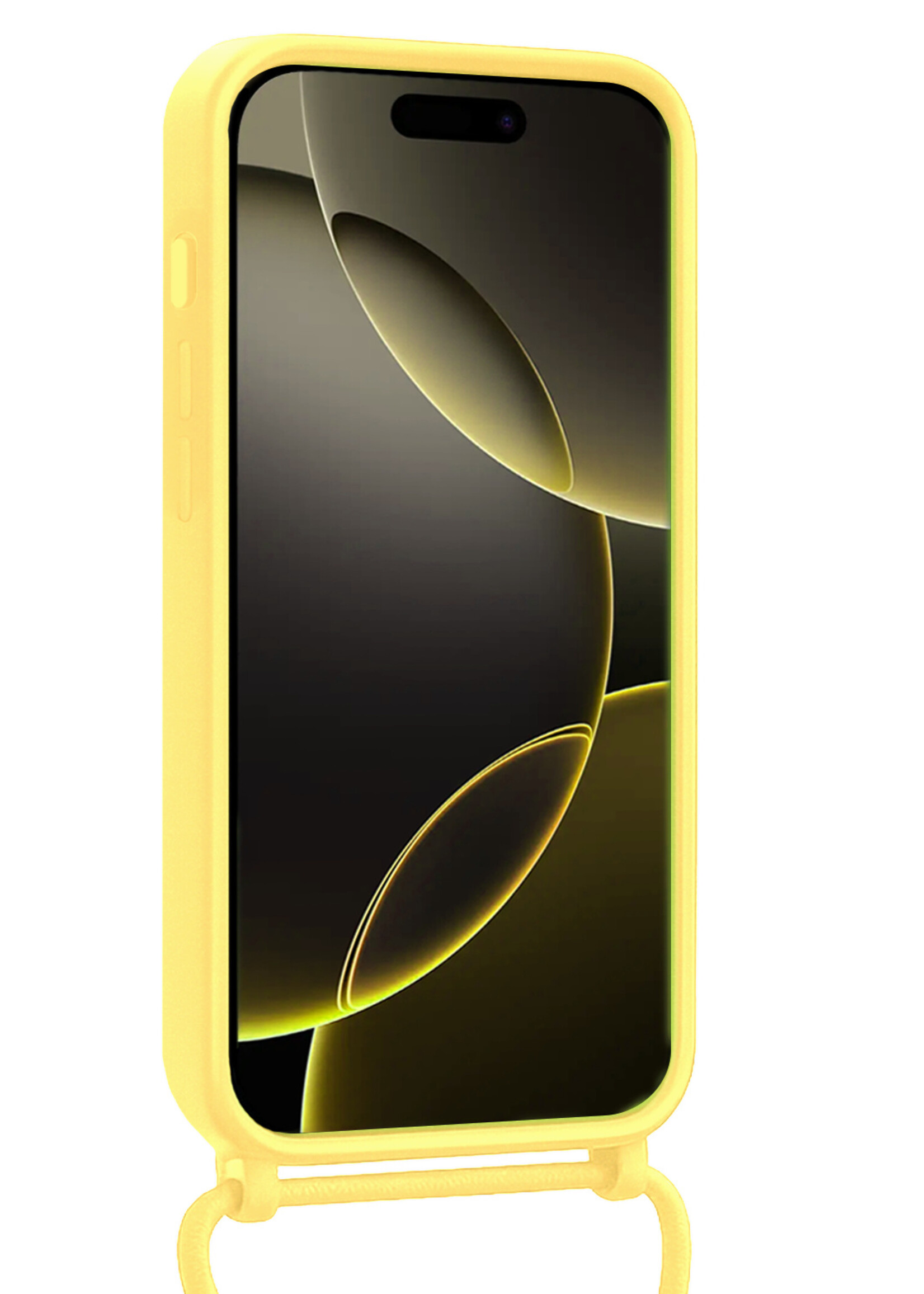 LUQ LUQ iPhone 16 Pro Hoesje Pashouder met Koord - Geel - 2 PACK