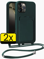 LUQ LUQ iPhone 16 Pro Max Hoesje Pashouder met Koord - Donkergroen - 2 PACK