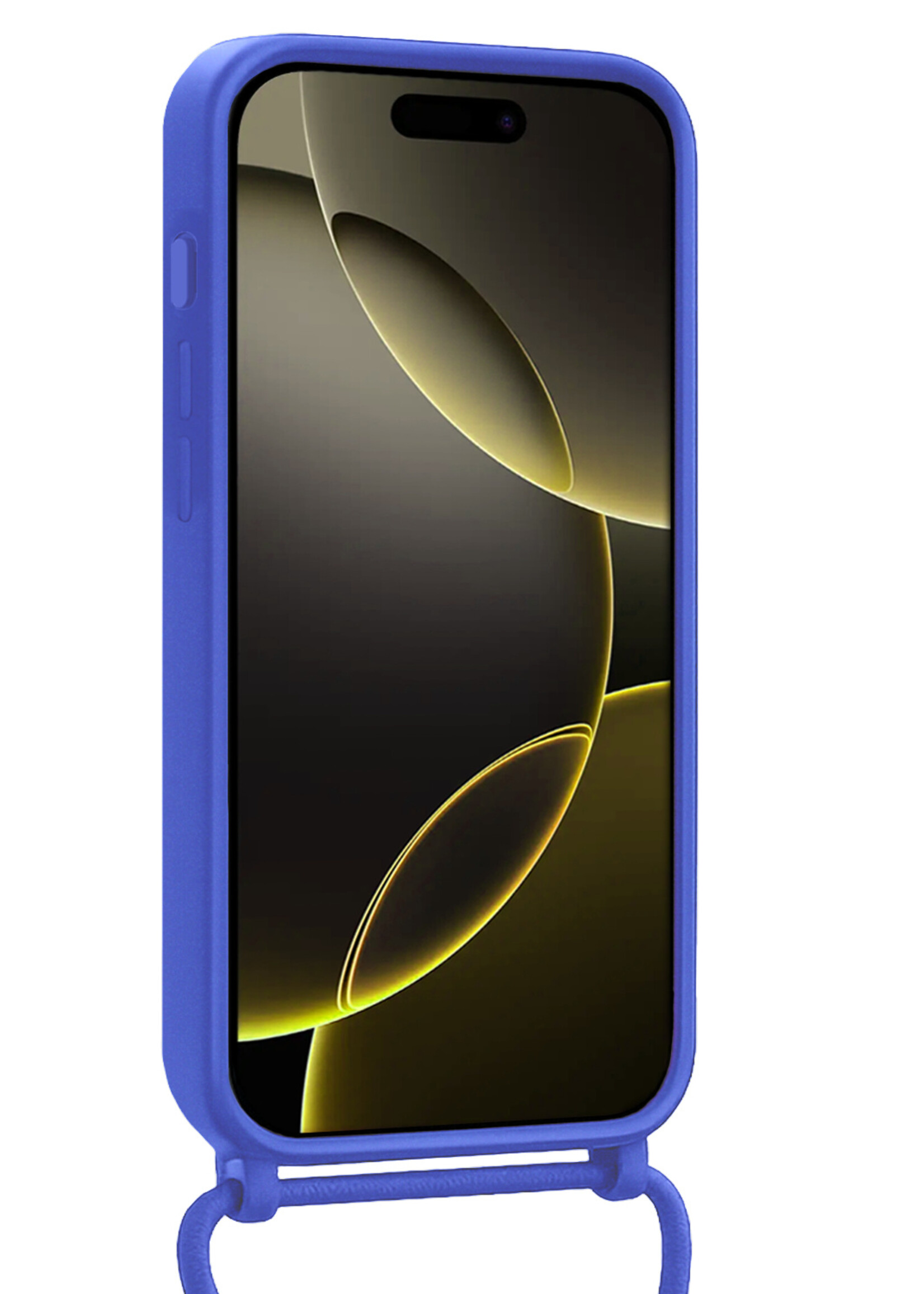 LUQ LUQ iPhone 16 Pro Max Hoesje Pashouder met Koord - Fel Blauw