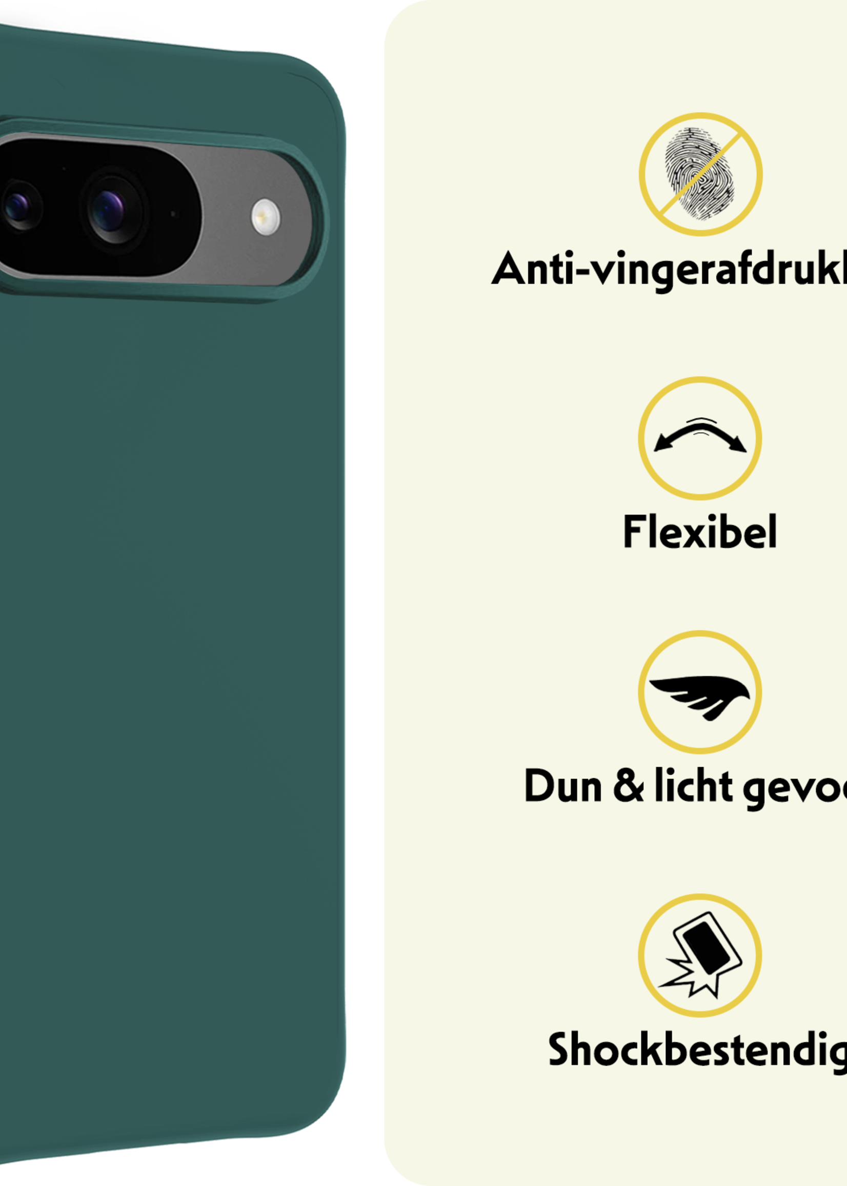 LUQ LUQ Google Pixel 10 Hoesje Siliconen - Donkergroen