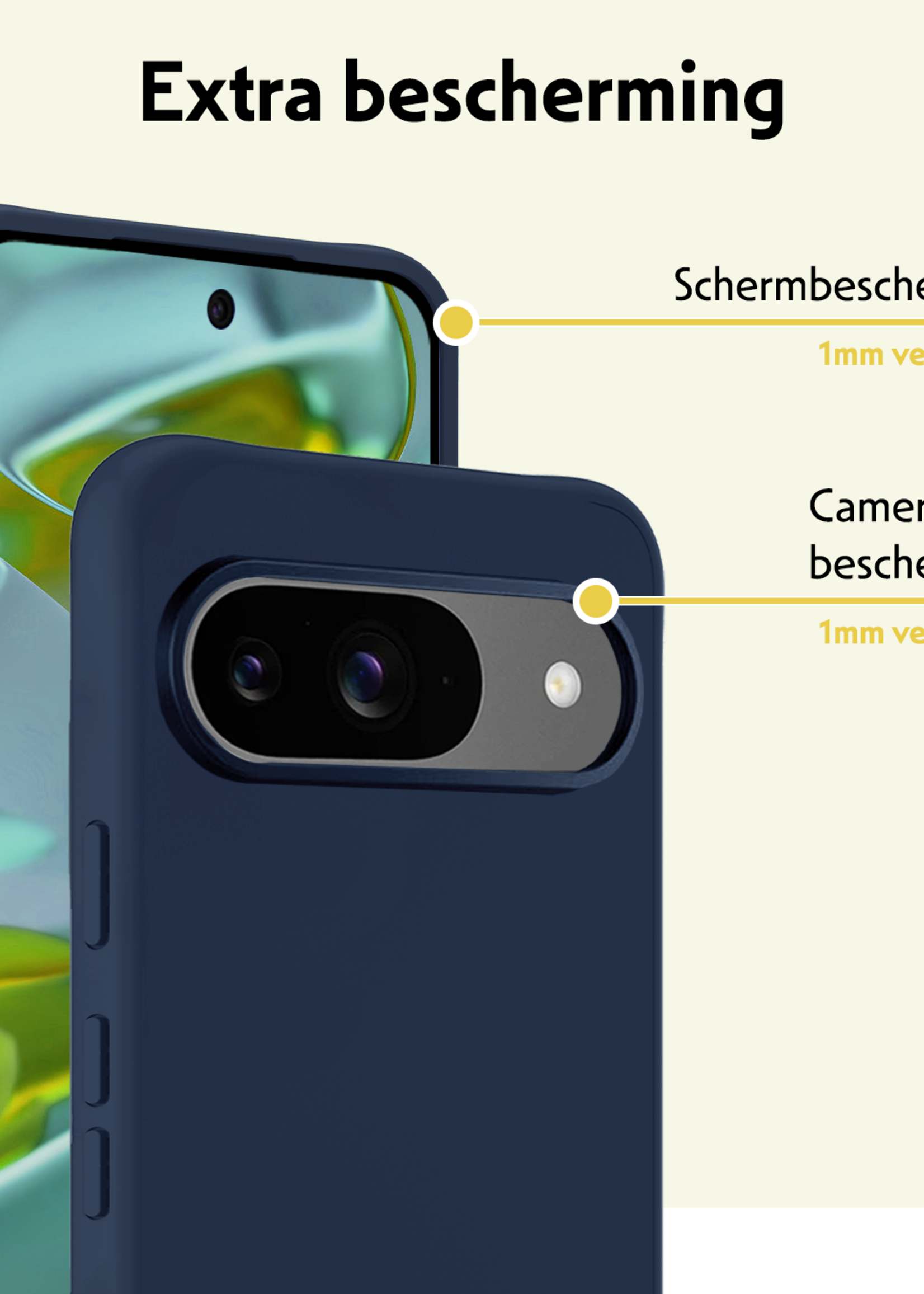 LUQ LUQ Google Pixel 10 Hoesje Siliconen Met Screenprotector - Donkerblauw