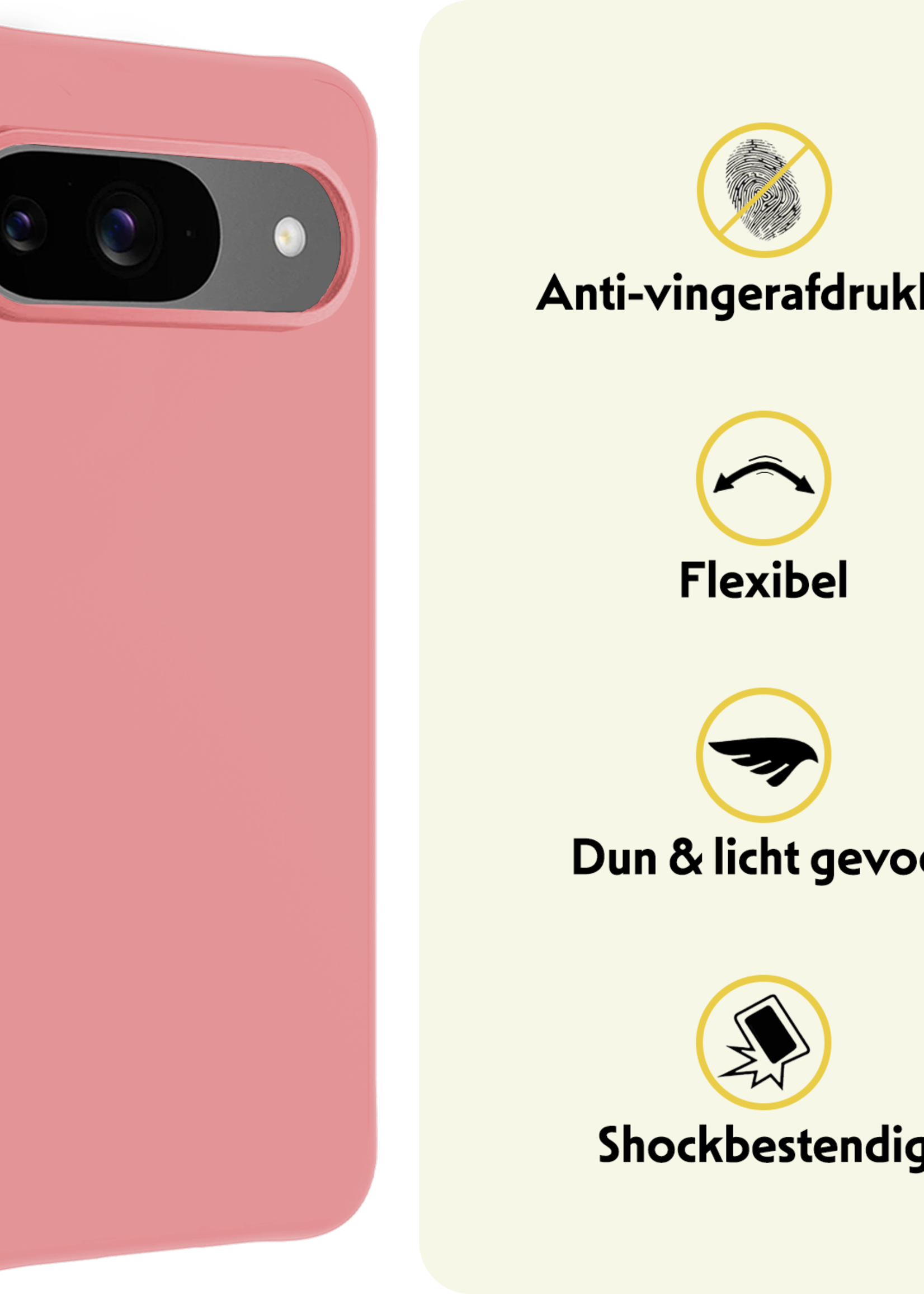 LUQ LUQ Google Pixel 10 Hoesje Siliconen Met Screenprotector - Lichtroze