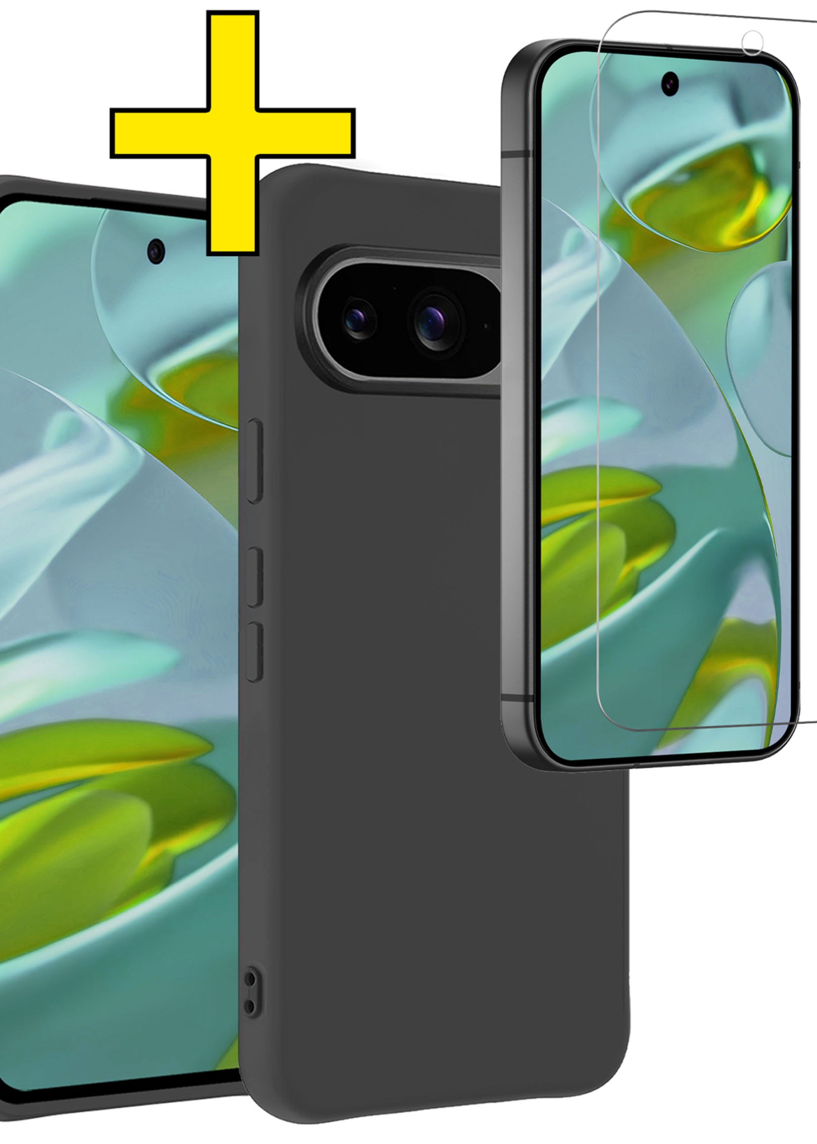 LUQ LUQ Google Pixel 10 Hoesje Siliconen Met Screenprotector - Zwart