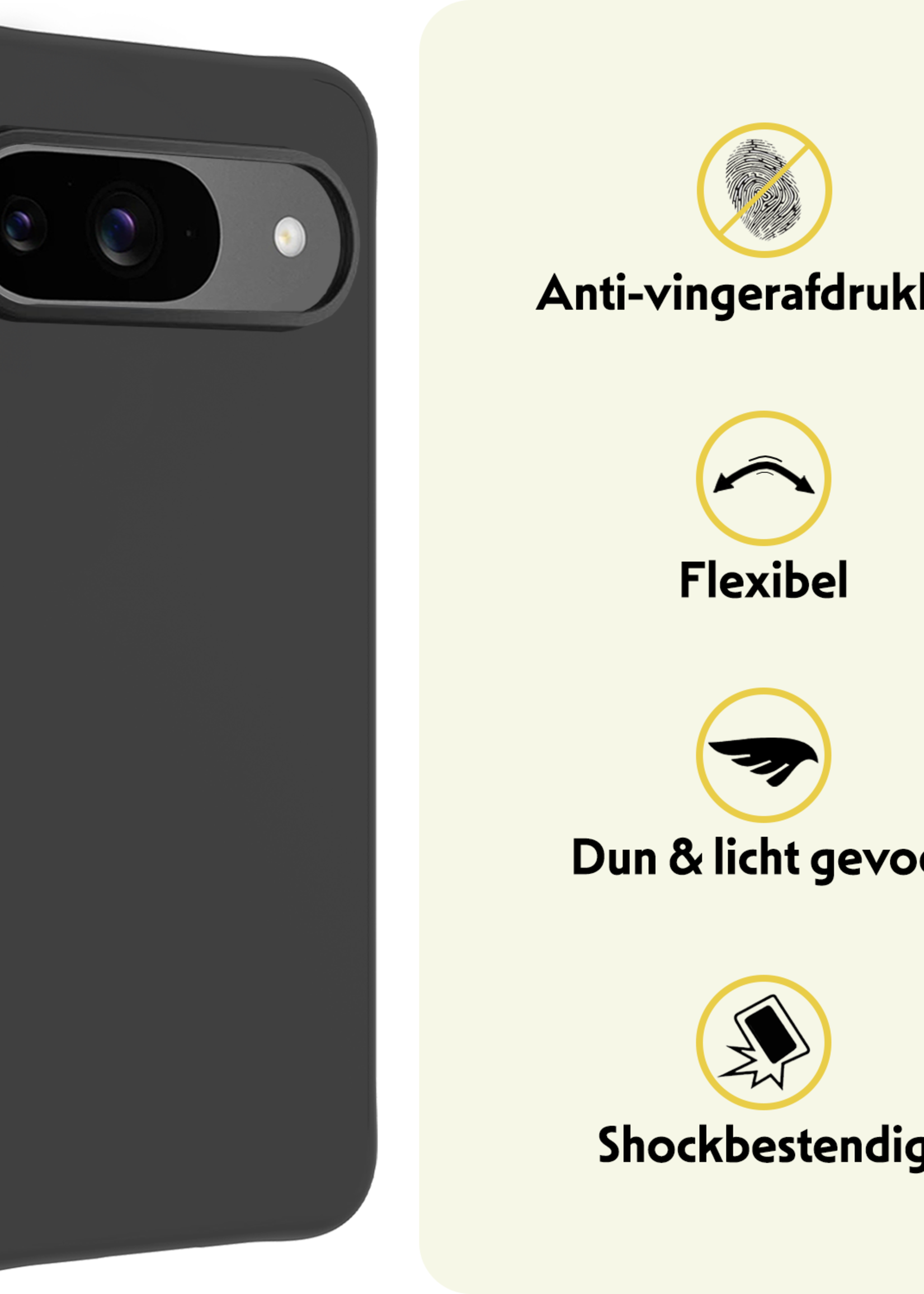 LUQ LUQ Google Pixel 10 Hoesje Siliconen Met Screenprotector - Zwart