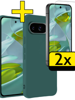 LUQ LUQ Google Pixel 10 Hoesje Siliconen Met 2x Screenprotector - Donkergroen